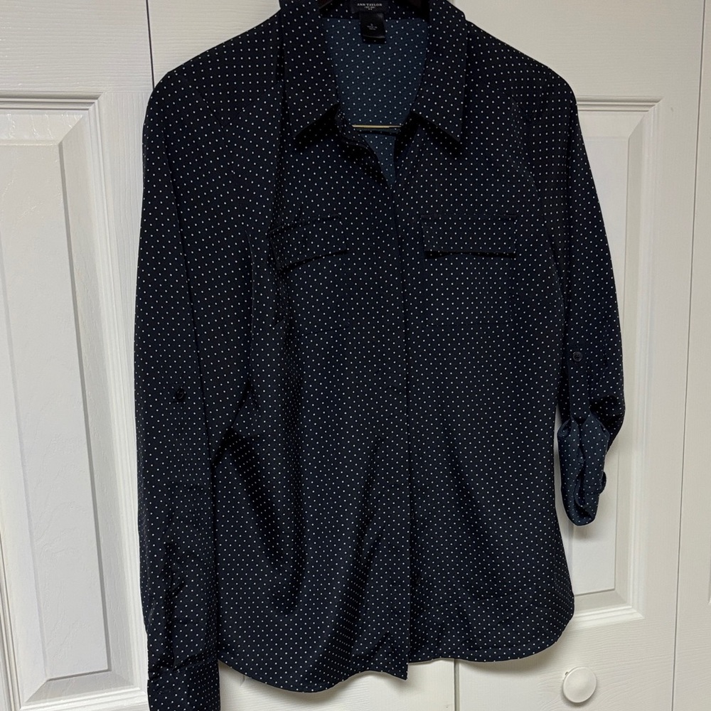 Ann Taylor Black Polka Dot Blouse